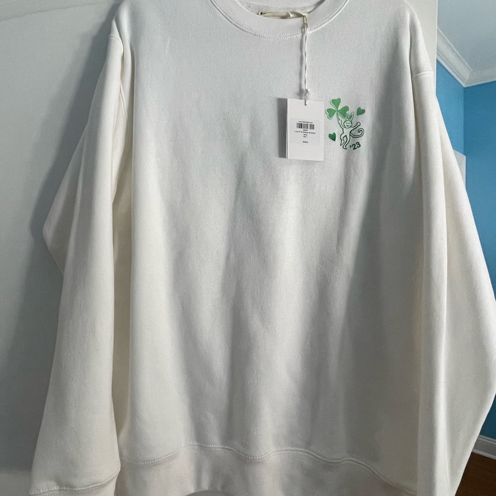 NWT Roller Rabbit Luck of the Monkey White Crewneck Sweatshirt